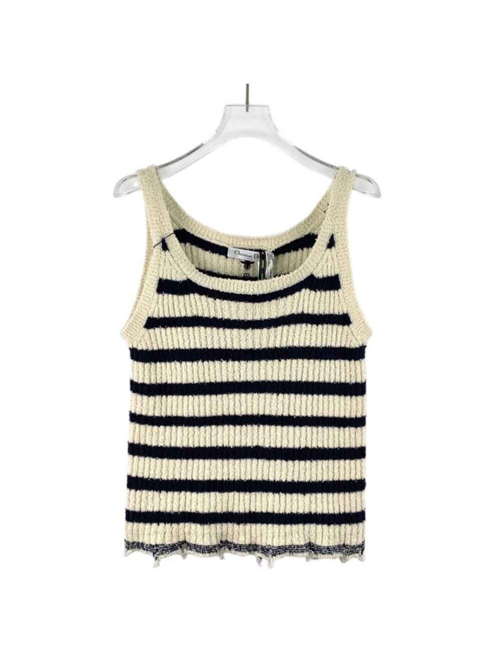 Dior Color-Block Stripe Bee Embroidered Cotton Knit Vest